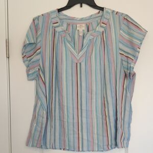 St Johns Bay Gently Used 2X Striped Multicolor Women's Top
